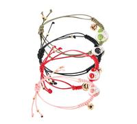 COLLBATH 4pièces Bracelet Chat Chance Corde Tressée Réglable Fait Main Avec Élément Céramique Et Breloque Maneki Neko