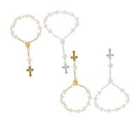 COLLBATH 4pièces Lot De Bracelets Chapelet Miniatures Pour Baptême Cérémonies Religieuses De Communion Et Décoration De Table
