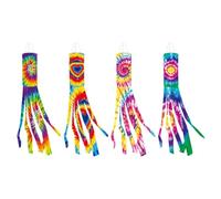 COLLBATH 4Pièces Lot De Drapeau À Vent Tie-Dye Décoration De Jardin Extérieure Pour Cour Et Jardin Motifs Colorés Qui Volent Au Vent