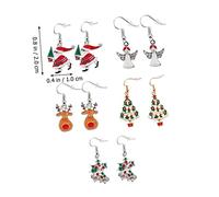 COLLBATH 5 Paires Boucles Oreilles Carton Accessoires de Fête de Renne Père et Sapin