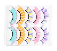 COLLBATH 5 paires Faux Cils Colorés Naturels Légers et Recourbés Extensions de Cils Vaporeux pour Femmes Pack de Maquillage Scène et Fêtes
