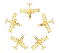 COLLBATH 5 Pièces Broche Avion Femme Lot de Métal Doré avec Cristaux Accessoire Vintage pour Vêtements Manteaux Pulls et Robes Pin Cartoon Avion Bijoux de Mode pour Fêtes et Cadeaux