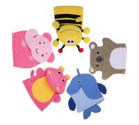 COLLBATH 5 Pièces de Bain Exfoliants Garçon Fille Coton Résistant de Animaux Cartoon Éléphant Abeille Hippopotame Pingouin Ours pour Exfoliation Profonde et Bain Ludique