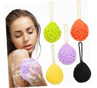 COLLBATH 5 Pièces Lot de Éponges Exfoliantes Colorées avec Boucle de Suspension Éponge Bain Lavante Absorbante pour Corps Exfoliante pour Nettoyage Peau Couleur Aléatoire
