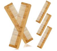 COLLBATH 5 pièces Peigne en bois naturel antistatique ergonomique pour cheveux épais bouclés ou raides massage du cuir chevelu pour hommes et femmes 5PCS