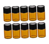 COLLBATH 50 pièces Lot Flacons Verre Teinté pour Huiles Essentielles avec Bouchons Noirs Étanches Réutilisables pour Échantillons et Extraits