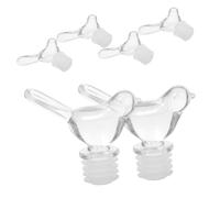 COLLBATH 6 pièces Bouchons de Bouteille de Vin Acrylique Oiseau Transparent avec Joint Silicone Étanche pour Fête et Conservation des Boissons