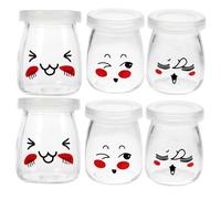 COLLBATH 6 pièces Bouteilles Verre avec Large Ouverture pour Yaourt Confiture et Mousse Lot de Réutilisables et Faciles à Nettoyer Design avec Corde Jute Modèles Aléatoires