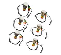 COLLBATH 6 Pièces Collier Pendentif Tambour Africain Bois de Chèvre Accessoires de Mode et Souvenirs de Voyage