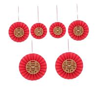 COLLBATH 6 Pièces Fleur D'éventail en Papier Xizi Fans Décorations Artificiel Pendaison Mariage Fleurs Faux Faire La Fête Rouge