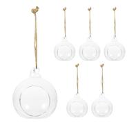 COLLBATH 6 Pièces Hydroponic Vases Transparent Glass Hanging Containers for Micro Landscape Home Decoration and Candle Holders Compact Bottles