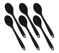 COLLBATH 6 Pièces Lot de Cuillères de Cuisine Silicone Noir Résistantes Chaleur Antiadhésives et Multifonctionnelles pour Mélanger Badigeonner et Servir