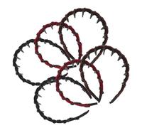 COLLBATH 6 Pièces Lot de Serre-têtes Métal Ondulés Velours avec Perles Bandeaux Antidérapants pour Femmes Maintien pour Maquillage et Lavage Du Visage Couleurs Rouge Café et Noir