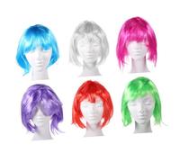 COLLBATH 6 pièces Perruques Courtes Bob Colorées Synthétiques pour Fête Cosplay Femmes et Filles