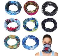 COLLBATH 8 pièces Bandanas Multifonctions Polyester Protection UV été Tour de Cou Respirant pour Sport Cyclisme et Randonnée Hommes Femmes