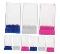 COLLBATH 9 pièces Boîte de Rangement pour Forets à Ongles Organiseur Transparent Antipoussière pour Têtes de Meulage Support Compact pour Salon et Technicien Ongulaire Blanc Bleu Rose
