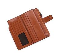 COLLBATH À Main pour Femme Portefeuille pour Femme Fermeture Éclair Porte-Monnaie Rétro Marron