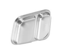 COLLBATH Assiette Compartimentée Acier Inoxydable Plateau Repas Divisé Deux Grilles Facile à Nettoyer Empilable et Adapté pour Garçon Fille et Usage Quotidien