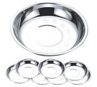 COLLBATH Assiettes Rondes en Acier Inoxydable Lot de 8 pour Barbecue Diamètre 15 CM Service de Table et Réunions Familiales