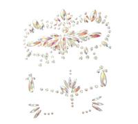 COLLBATH Autocollants Faciaux en Strass Fluorescents 3 Pièces, Taille Moyenne, Phosphorescents, pour Adultes et Adolescents, Fête Halloween et Cosplay, Tatouages Autocollants Lumineux