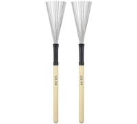 COLLBATH Balai à Percussion Manche en Bois et Fil D'acier, Accessoire Batterie Musique pour Batterie Jazz, Poignée Confortable Effet Ressort pour Jeunes Batteurs