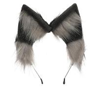 COLLBATH Bandeau d'oreille d'animal de simulation couvre-chef de loup animal Déguisement de loup oreilles de lapin arc-en-ciel pince à cheveux adorable bandeau fleuri accessoire Peluche