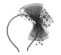 COLLBATH Bandeau Large à Nœud Vintage Dentelle Filet avec Voile Élégant pour Femme Accessoire Chic Années Fête et Engagement Noir