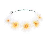 COLLBATH Bandeau Lumineux LED à Fleurs Blanc Cassé Accessoire de Coiffure Décoratif Guirlande Intégrée pour Fêtes Hawaïennes et Carnavals Bandeau Lumineux Délicat pour Soirée Costumée
