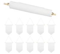 COLLBATH Bannière à Suspendre en Lin Beige, Lot de 10 Fanions avec Support en Bois, pour Décoration de Chambre d'Enfant et Utilisation en Arts et Lettres