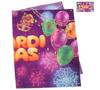 COLLBATH Bannière Décorative Mardi Gras 180x115 Cm Toile de Fond Carnaval, Décor Extérieur Fête, Accessoire Photo Masqué pour Décoration Murale, Fenêtre ou Porte