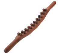COLLBATH Bâton de massage corporel en bois avec double rangée de perles, masseur pour le dos et muscles des jambes, conçu pour améliorer la circulation sanguine à la maison