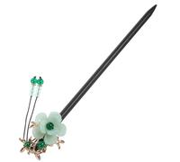 COLLBATH Bâtonnet à Cheveux en Bois Pompon Fleuri Taille Moyenne Accessoire Coiffure Femme Style Chinois Chignon Traditionnel pour Soirées Cosplay et Fêtes