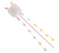 COLLBATH Bâtonnet à Taquiner pour Chatons Intérieur Jouet Interactif en Peluche Longue Macaron Rose pour Jeux Stimulants Animaux De Compagnie