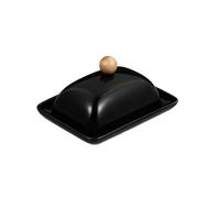 COLLBATH Beurrier en Céramique avec Couvercle Noir Boîte à Beurre Cuisine Compacte Récipient Alimentaire pour Fromage et Beurre Étui Hermétique pour Conservation Quotidienne
