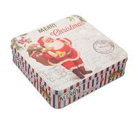 COLLBATH Boîte à Biscuits de Noël Carrée en Métal Boîte à Bonbons Noël Petite Taille Emballage Présent Créatif pour Biscuits et Friandises Utilisation Festive et Rangement Quotidien