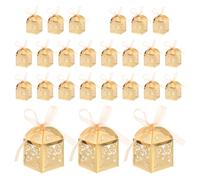 COLLBATH Boîte à Bonbons Creuse Vintage 25 Pièces en Papier Reflet Doré Contenant à Friandises de Mariage Motif Oiseaux et Ruban Coffret Présent pour Fête et Enterrement de Vie de Jeune