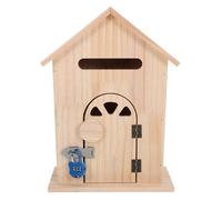 COLLBATH Boîte Aux Lettres Murale Verrouillable Boîte Aux Lettres Vintage en Métal Et Bois en Forme de Maison - à Suggestions de Style Campagnard avec Serrure pour Porte Extérieure de Bureau à