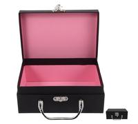 COLLBATH Boîte de Rangement en Papier Noire Multifonctionnelle Style Valise avec Poignée, Format Compact 1 Pièce, Organisateur de Bureau et Rangement Papeterie, pour Bijoux, Cartes