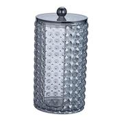 COLLBATH Boîte de Rangement pour Coton-Tige Boîte Transparente en Acrylique Couvercle Anti-Poussière Motif Diamant Forme Ovale pour Accessoires de Maquillage Pinceaux Salle de Bain Compact