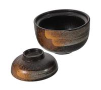 COLLBATH Bol à Soupe Miso Traditionnel Japonais avec Couvercle Céramique Fait Main Pour Soupe Miso, Œufs Cuits À La Vapeur Et Autres Plats