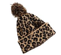 COLLBATH Bonnet Tricoté Imprimé Léopard Pour Femme Bonnet D'extérieur En Laine Doux Confortable Tendance