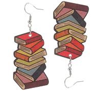 COLLBATH Boucles D’oreilles Pendantes en Bois 3d Forme Livre, Légères et Artisanales, Bijoux Thème Lecture pour Enseignants et Étudiantes, Accessoire de Rentrée Scolaire et Remise