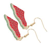 COLLBATH Boucles D’oreilles Pendantes Pastèque en Alliage Doré Cristaux Scintillants, 1 Paire, Légères et Confortables, Bijoux Fantaisie D’été pour Femme, pour Fêtes et Plage