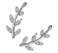 COLLBATH Boucles D'oreilles Grimpeuses Feuilles Féminines Style Japonerie Acier Inoxydable Léger Confortable Usage Quotidien Taille Petite