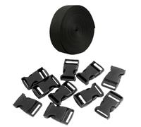 COLLBATH Boucles en Plastique Réglables Sangles en Nylon 2,5 Cm Ensemble Accessoires Bagages Libération Rapide Solide Usage Paquet à Dos, Paquet à Main, Ceinture 20 Boucles Triple Réglage, 9 m Sangle