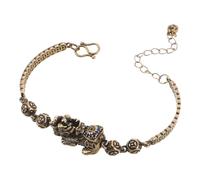 COLLBATH Bracelet Vintage en Laiton Pi Yao pour Couple, Symbole Feng Shui Protecteur, Bracelet à Breloques Traditionnel Chinois, Bijou Mythique Saint-valentin et Célébrations, Accessoire