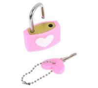 COLLBATH Cadenas D’amour en Métal de Cœur, Serrure à Clé Rose, Présent pour Anniversaire de Mariage, Souvenir Romantique pour Voyage et Couple, Verrou Décoratif pour Valise et Armoire