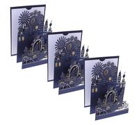 COLLBATH Cartes d'Invitation de Mariage au Laser 3 Sets Bleu Foncé avec Enveloppes Papier Décor Château Découpé pour Fiançailles et Enterrement de Vie de Jeune Fille
