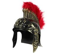 COLLBATH Casque de Soldat Romain Cosplay en Plastique Léger Ornement Rouge, Couvre-Chef Vintage pour Homme, Accessoire Costume Militaire pour Fête Costumée et Halloween