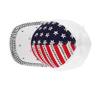 COLLBATH Casquette Patriotique Américaine À Cinq Branches En Strass Chic Casquette Active Unisexe Réglable
